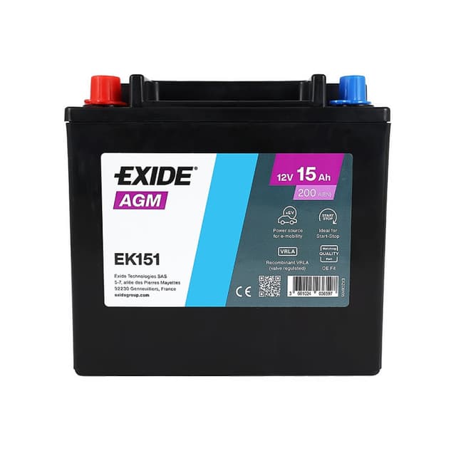 Exide AGM 15Ah 200A 12V L+