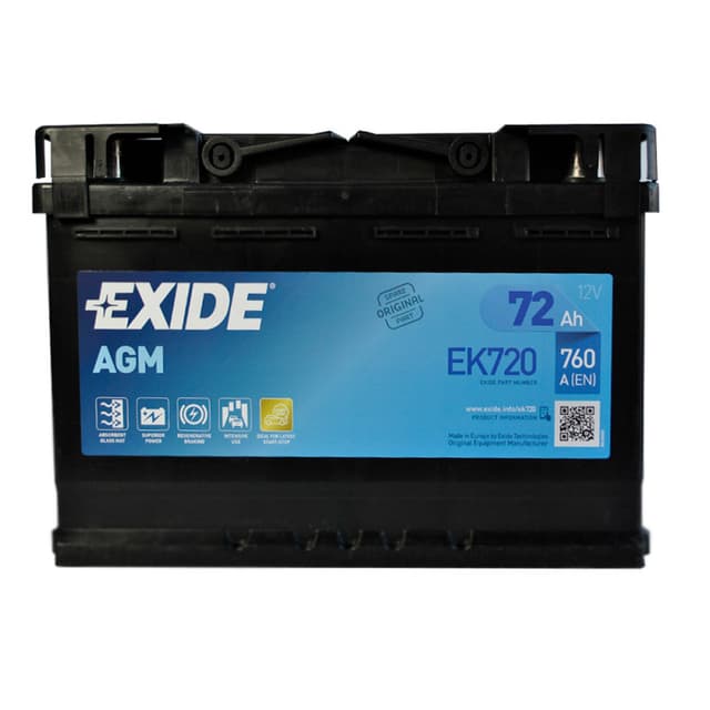 Exide AGM 72Ah 760A 12V R+ (175x190x278)
